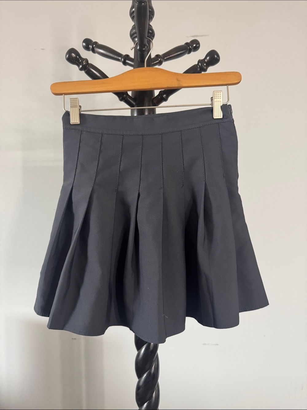 Pleated A-Line Mini Skirt in Dark Gray